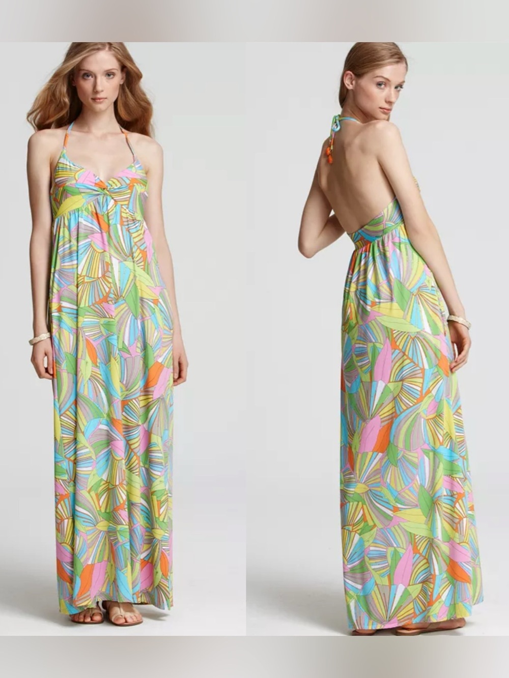 Trina Turk Deco Palms Long Maxi Dress S